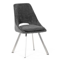 Elegantní šedá jídelní židle RINA s broušenými kovovými nohami (vzorek z prodejny)