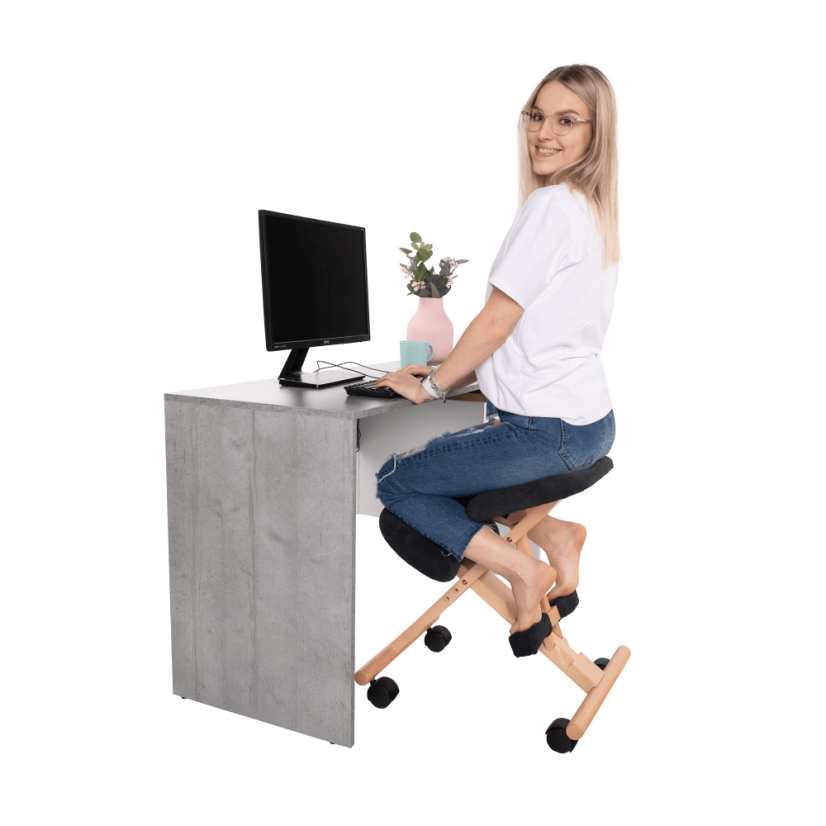 Ergonomická kľakačka GROCO – Čierna/Látka Buk - Farba: Čierna