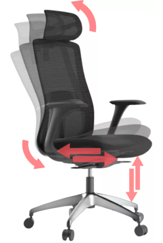 Kancelárska ergonomická stolička WISDOM s podhlavníkom - sieť, čierny plast, nosnosť 120 kg, viac farieb - Farebné prevedenie WISDOM: čierna