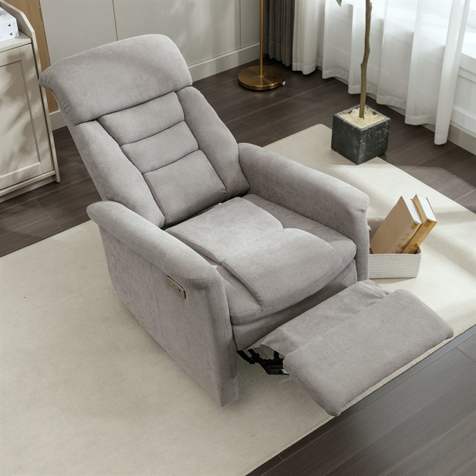 TV kreslo MAGNUM s elektrickým polohovaním — látka, sivá