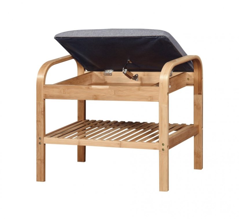 Botník s úložným prostorem ALVAREZ – bambus, šedá Halmar