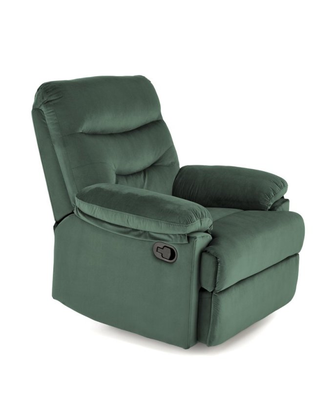 DRAGER zamatové relaxačné kreslo tmavo zelené