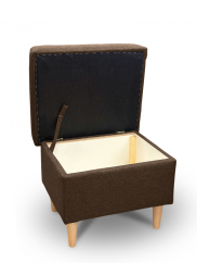 Křeslo ušák VISBY + taburet s úložným prostorem – masiv, látka, hnědá Kupžidle