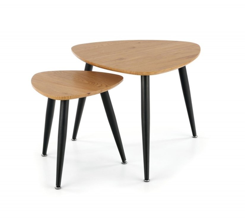 Set konferenčních stolků NICEA 2 — zlatý dub / černá Halmar