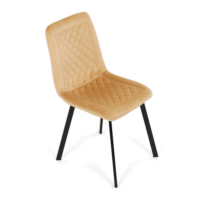 Elegantná jedálenská stolička NOX – žltý zamat, čierny kov Autronic