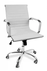 Otočná kancelárska stolička DELUXE — ekokoža, biela