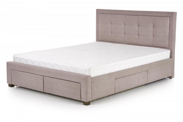 Dvoulůžková postel EVORA –⁠ 160x200, látka, béžová