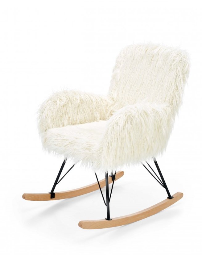 Houpací křeslo AUSTIN –? kov/masiv, látka krémová Halmar