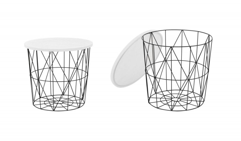 Konferenčný stolík MARIFFA - oceľ, čierna / biela