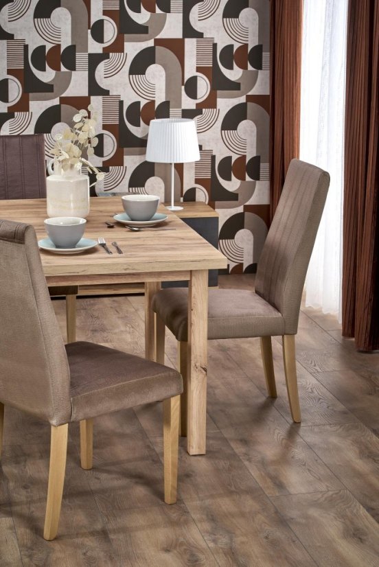 Jídelní rozkládací stůl TIAGO — 90x90x77 (+35), dekor dub Halmar