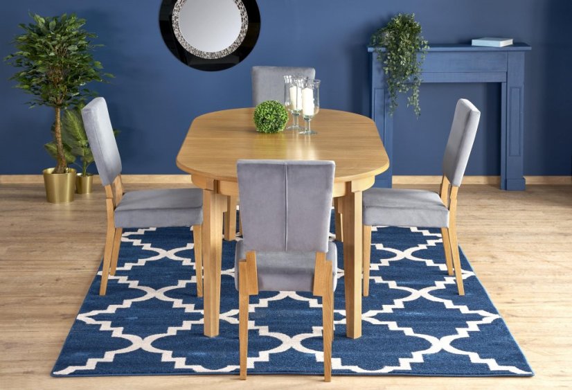 Jídelní kulatý rozkládací stůl SORBUS – 100x100x77 (+100) medový dub Halmar