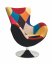 Relaxační designové křeslo BUTTERFLY — kov, patchwork Halmar