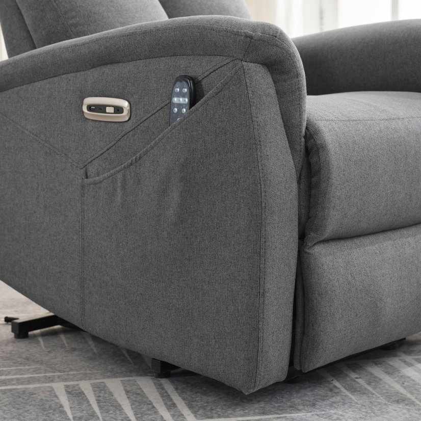 Šedé polohovací masážní křeslo THERMIO s výhřevem a USB