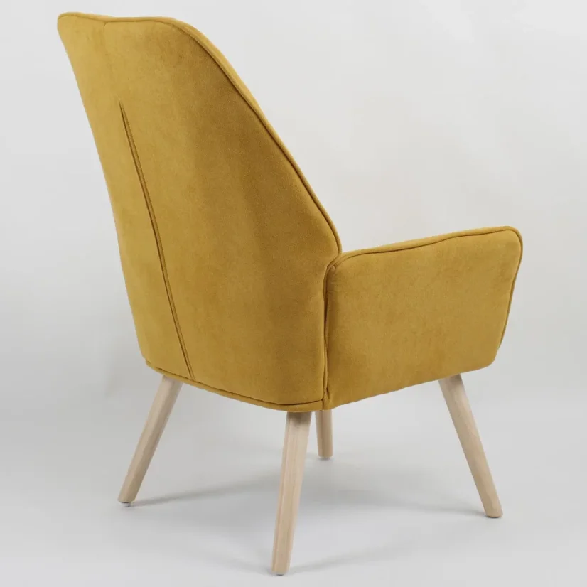 Relaxačné kreslo TOMBI — masív, látka, žltá