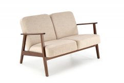 Designová pohovka MILANO I — masiv, látka, tmavý ořech / béžová Halmar