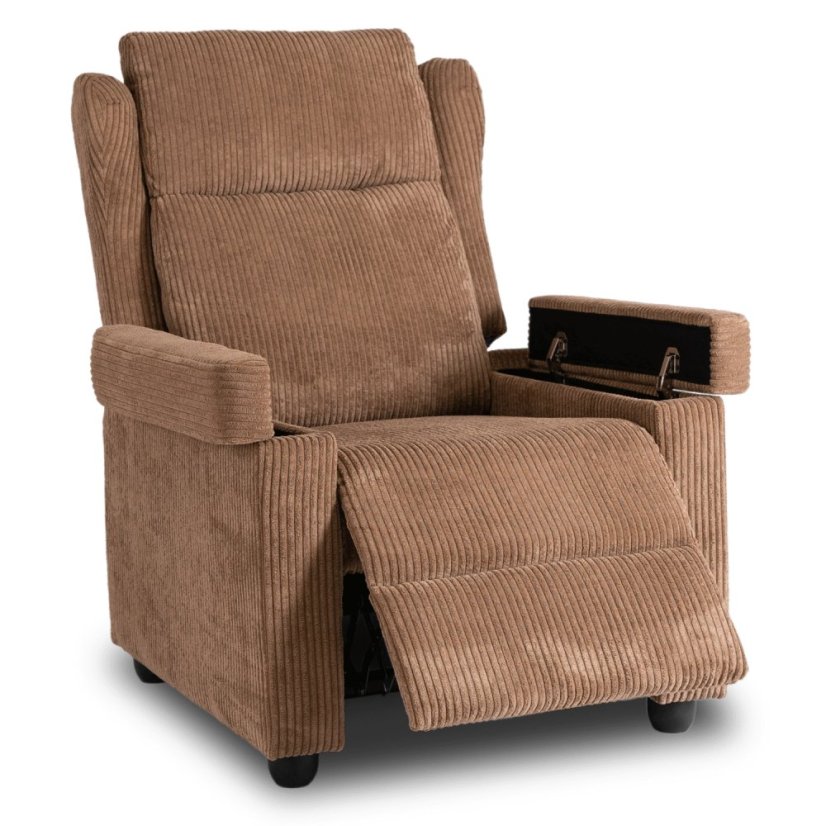 Elegantné hnedé kreslo SPENCER z manšestru