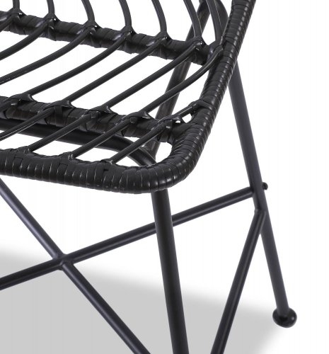 Barová židle TUCSON – kov/ratan, černá