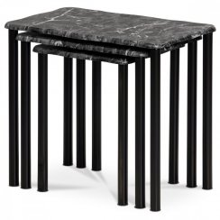 Set konferenčných stolíkov GORDIE — kov, dekor čierny mramor