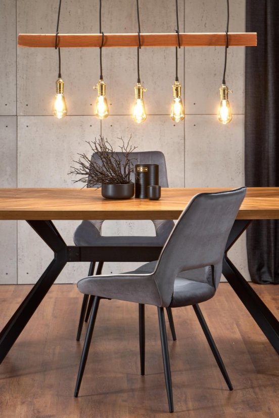 Jedálenské kresielko RILEY — zamat, sivá