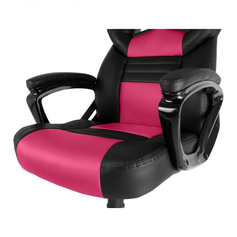 Herná stolička A-RACER Q12 –⁠ PU koža, čierna/ružová