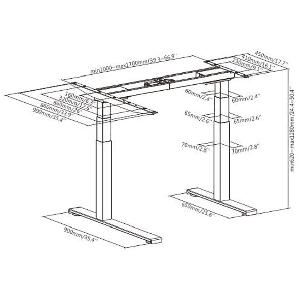 Rohovvý elektricky výškově nastavitelný rám stolu UPCORNER — organizér kabelů, nosnost 125 kg, více barev