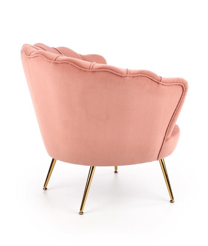 Designové křeslo AMORINITO — kov, růžová látka Halmar