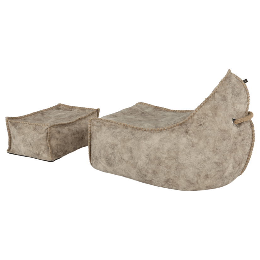 Sedací vak s taburetom FOLAN — béžovohnedá