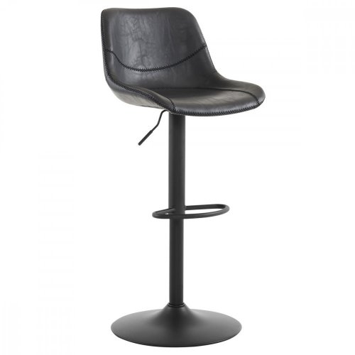 Barová židle STEIN — kov, ekokůže, černá