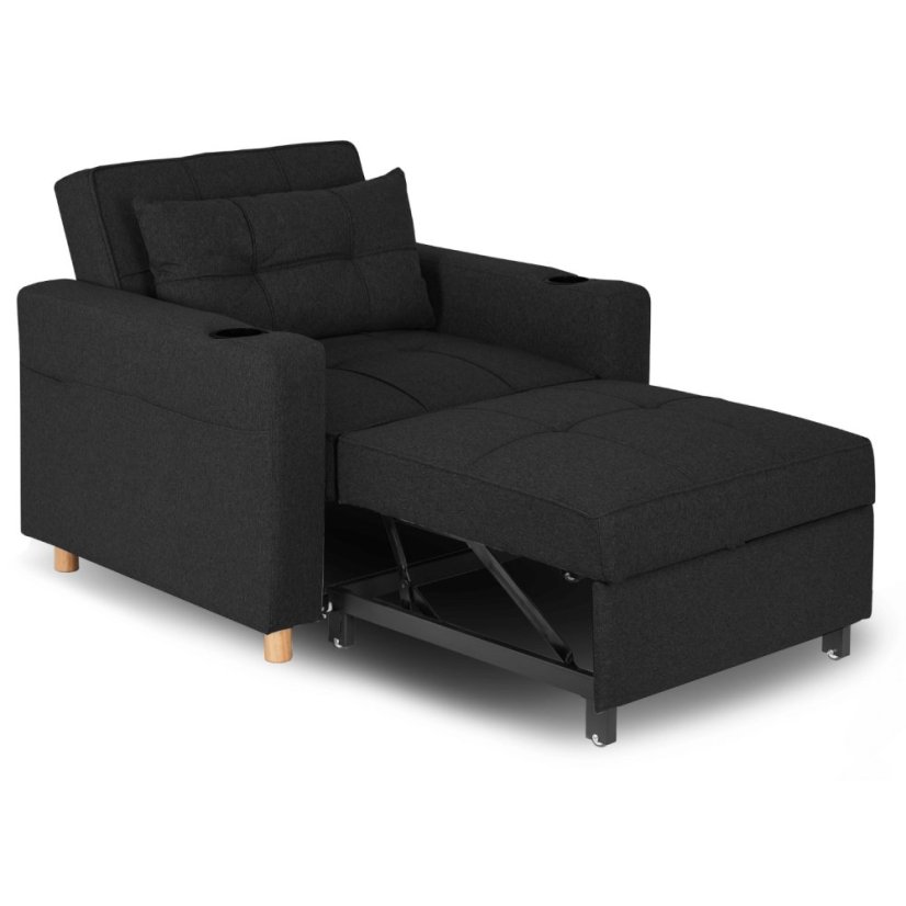 Elegantné ergonomické kreslo SOLOR v čiernej farbe - s držiakom na pitie