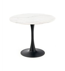 Jídelní kulatý stůl AMBROSIO — průměr 90 cm, dekor bílý mramor / černá Halmar