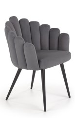 Jídelní křesílko PARADISE — kov, látka, šedá Halmar