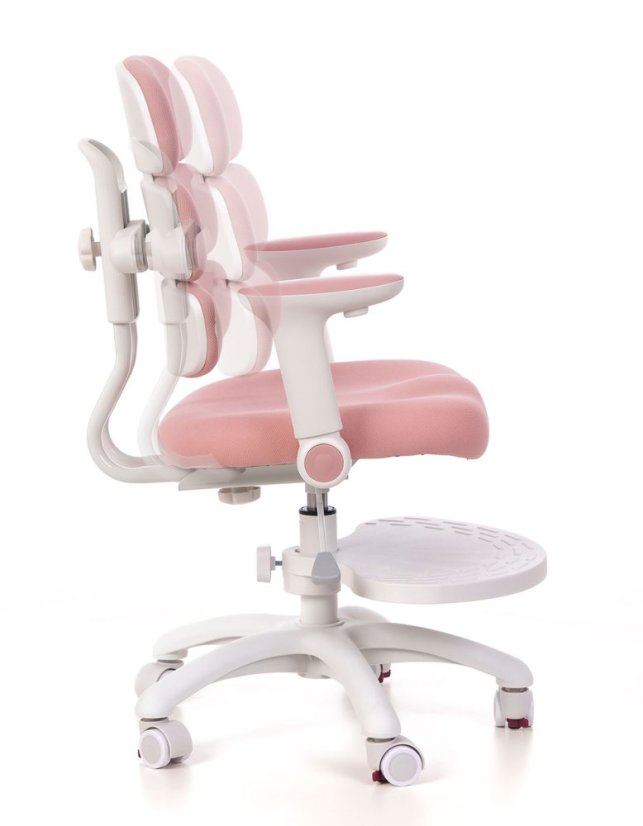 Dětská rostoucí židle GRIDDY — látka, bílá / růžová