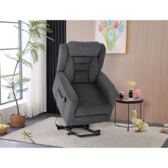 Relaxačné kreslo ELECTRO s elektrickým ovládaním a pomocou pri vstávaní - šedá látka