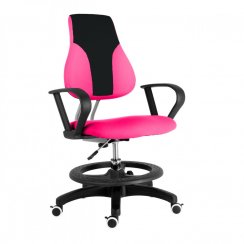 Dětská rostoucí židle s podnoží BAMBINO – látka, černo-růžová
