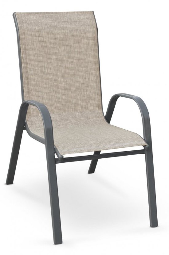 Zahradní židle MOSLER — kov, síťovina, černá / šedá