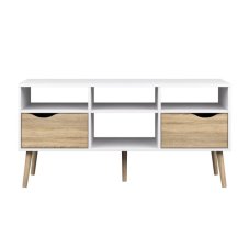 TV stolek OSLO — 117,1x39,10x56,90, dub sonoma, bílá