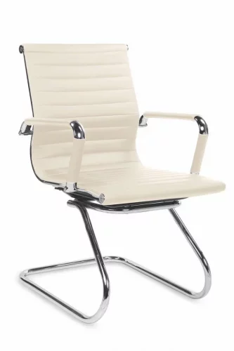 Konferenční židle DELUXE Skid — ekokůže, krémová
