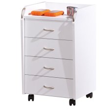 Pojízdný kontejner NAURUS — bílá, 4 zásuvky IDEA nábytek