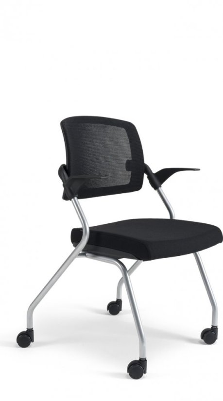 Konferenčná stolička na kolieskach Bestuhl U20 BLACK — viac farieb, stohovateľná - Farebné prevedenie U20 BLACK: Červená