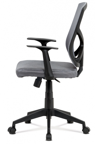 Kancelářská židle na kolečkách MESH – šedá, s područkami, nosnost 110 kg