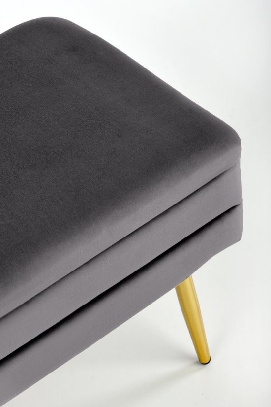 Taburet VELVA s úložným priestorom - kov, látka, zlatá/sivá