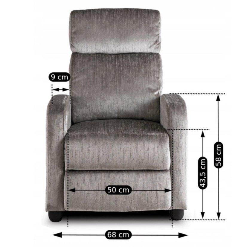 Štýlové Kreslo DANNY — jemného Sivého Zamatu