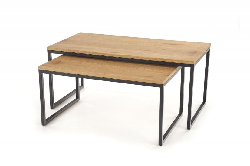 Súprava konferenčných stolíkov SABROSA — kov, zlatý dub