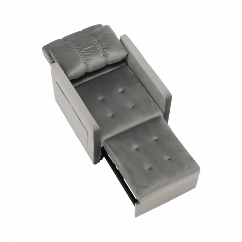 Rozkládací křeslo IGRIM — světlešedá látka/plast