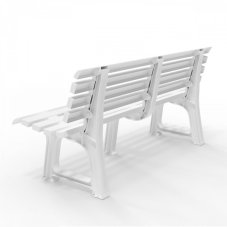 Zahradní lavice MUSKA — plast, bílá, nosnost 240 kg Bibl