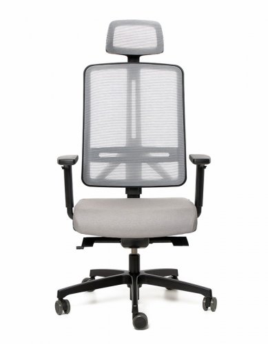 Kancelářská židle na kolečkách RIM FLEXI FX 1104 – s područkami a podhlavníkem, šedá