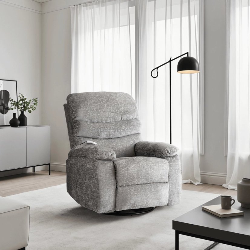 Luxusné masážne kreslo BRUCE – Rozkladacie, Sivé