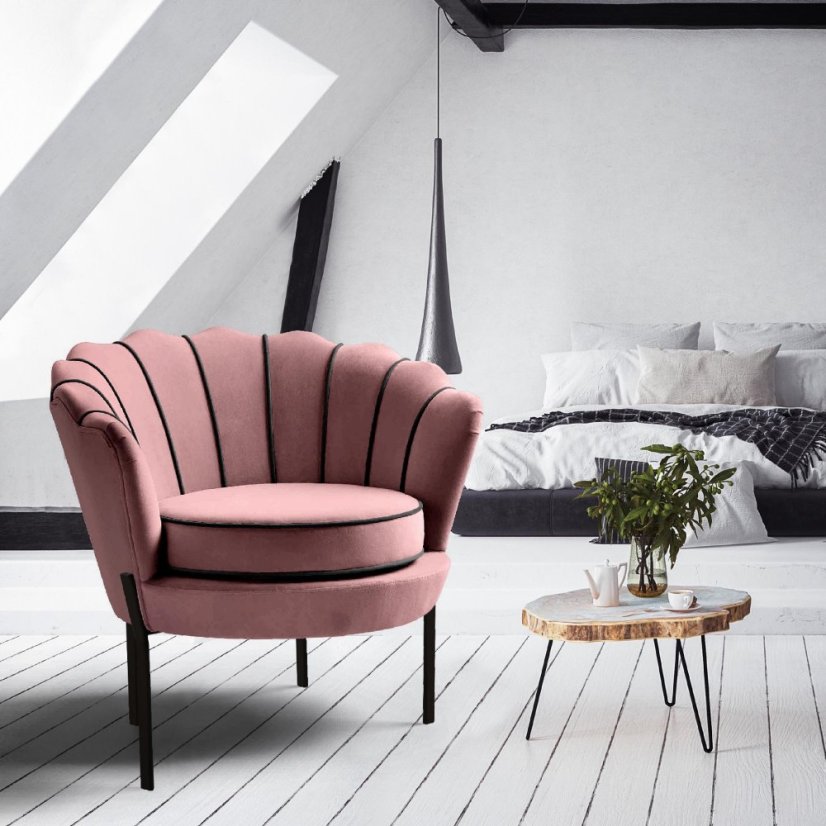 Designové křeslo ANGELO — samet, růžová Halmar