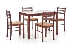 Jídelní set STARTER 1 + 4 – masiv, látka, hnědá Halmar