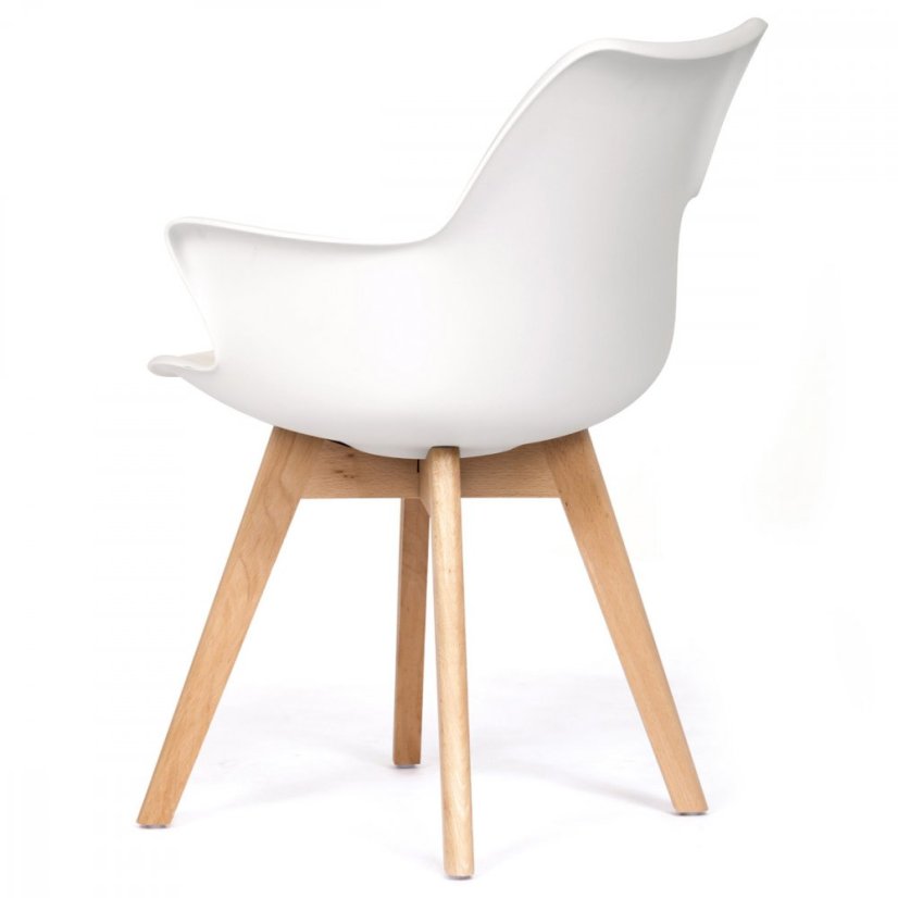 Jedálenské kreslo APOLLO — masív, plast, ekokoža, buk / biela